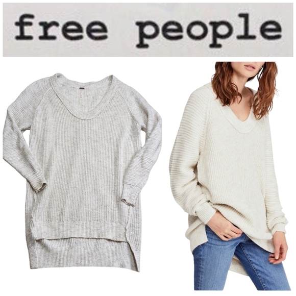 FREE PEOPLE Sunday Scoop V-neck Sweater / Sweater Dress Oversized Small OB910486 - Picture 1 of 9